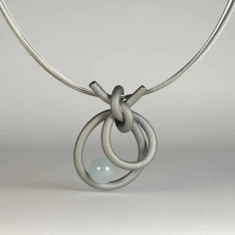 925er Silber Anhänger Knotenschmuck Perl Schlaufe Knoten ANH-P22 Aquamarin