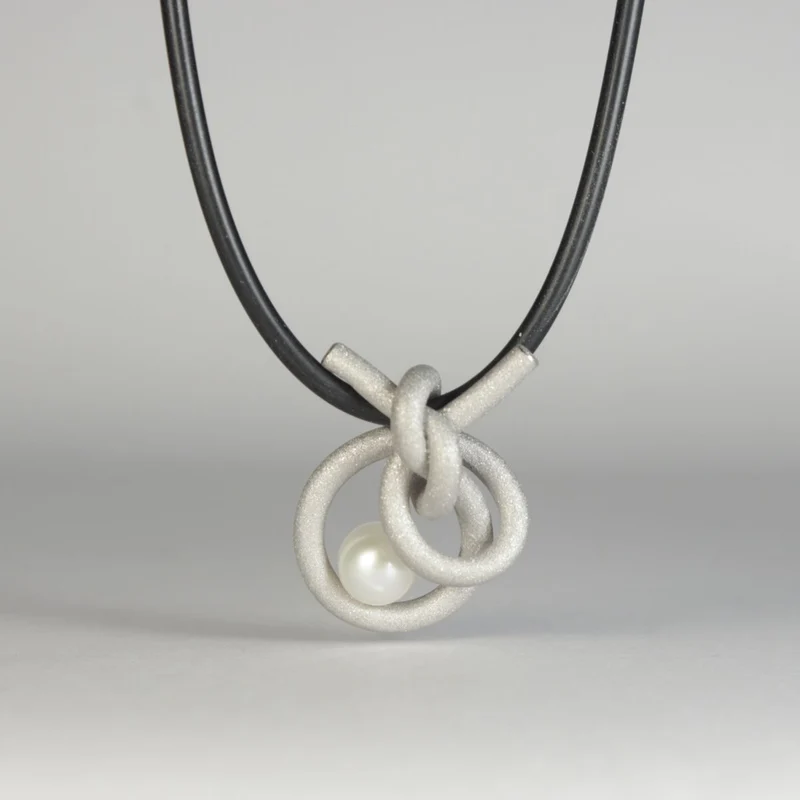 925er Silber Anhänger Knotenschmuck Perl Schlaufe ANH-P23-Perle