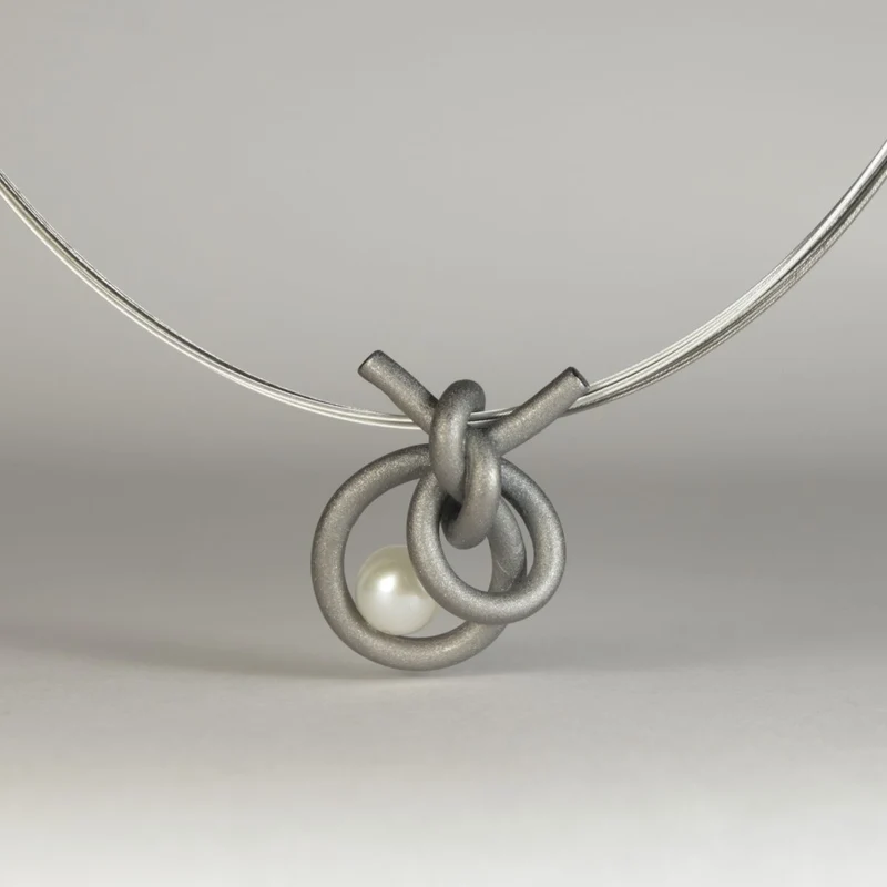 925er Silber Anhänger Knotenschmuck Perl Schlaufe ANH-P23-Perle