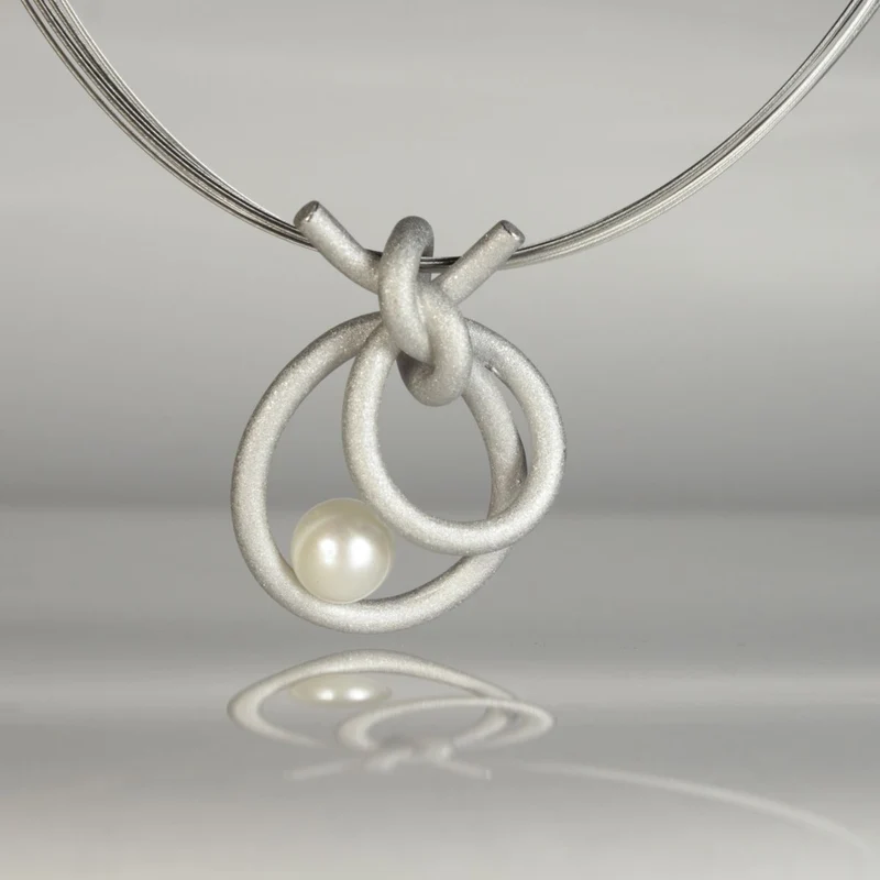 925er Silber Anhänger Knotenschmuck Perl Schlaufe ANH-P22-Perle
