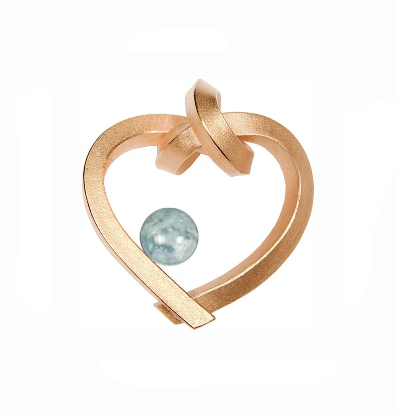 925er Silber Anhänger Knotenschmuck Gebundenes Herz ANH-P3-Aquamarin