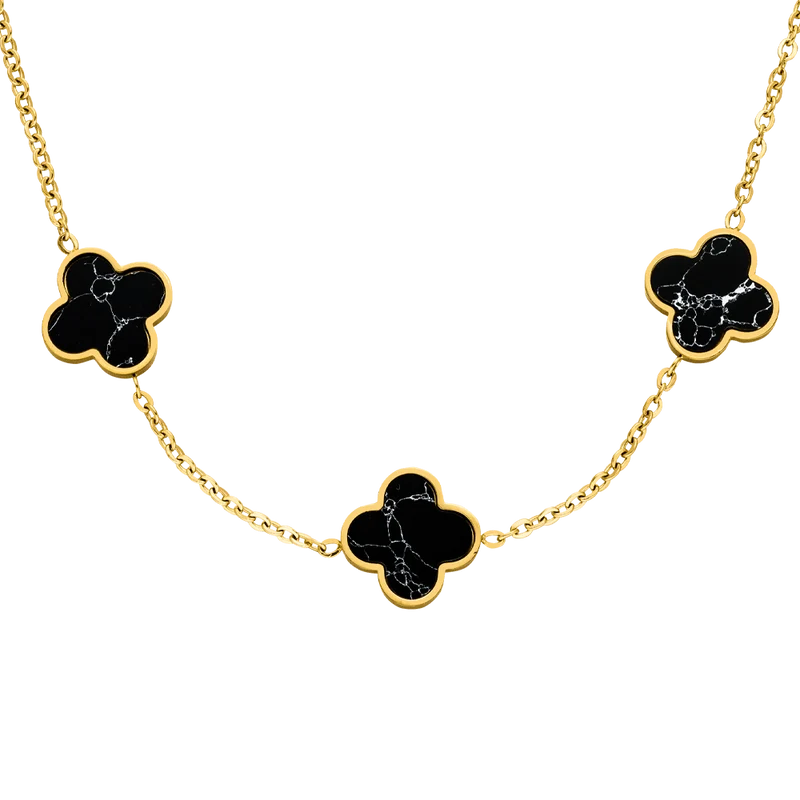 Clover Marmor Kette | 18K vergoldet