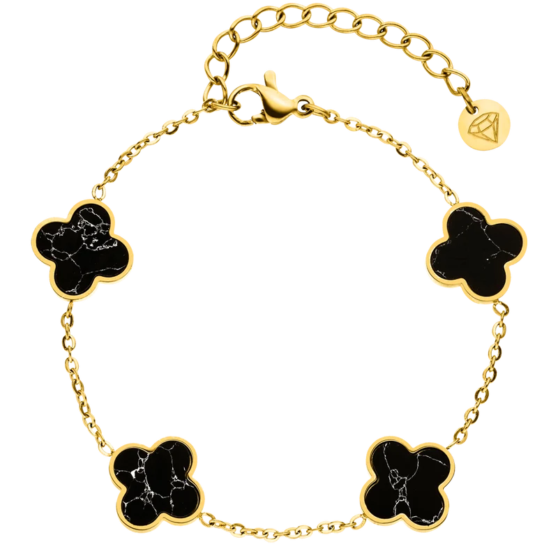 Clover Marmor Armband | 18K vergoldet
