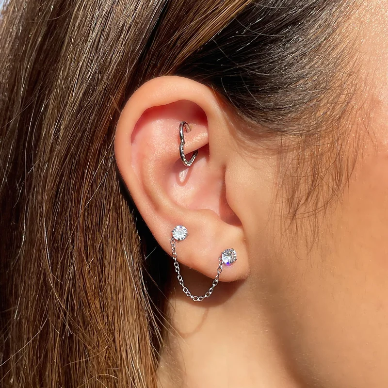 Double Bright Ohrkette | 18K vergoldet