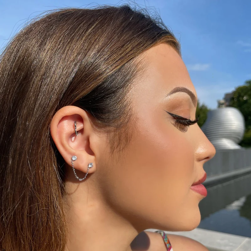 Double Bright Ohrkette | 18K vergoldet
