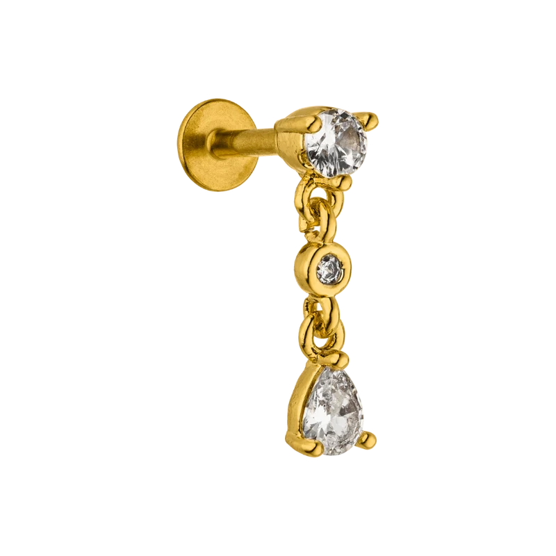 Elegance Drop Labret Piercing 18K Vergoldet