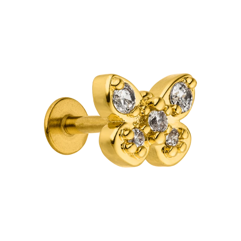 Butterfly Joy Labret Piercing 18K Vergoldet
