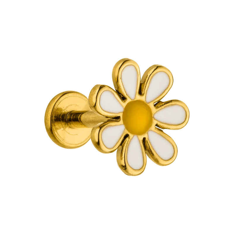 Sunny Daisy Labret Piercing 18K Vergoldet