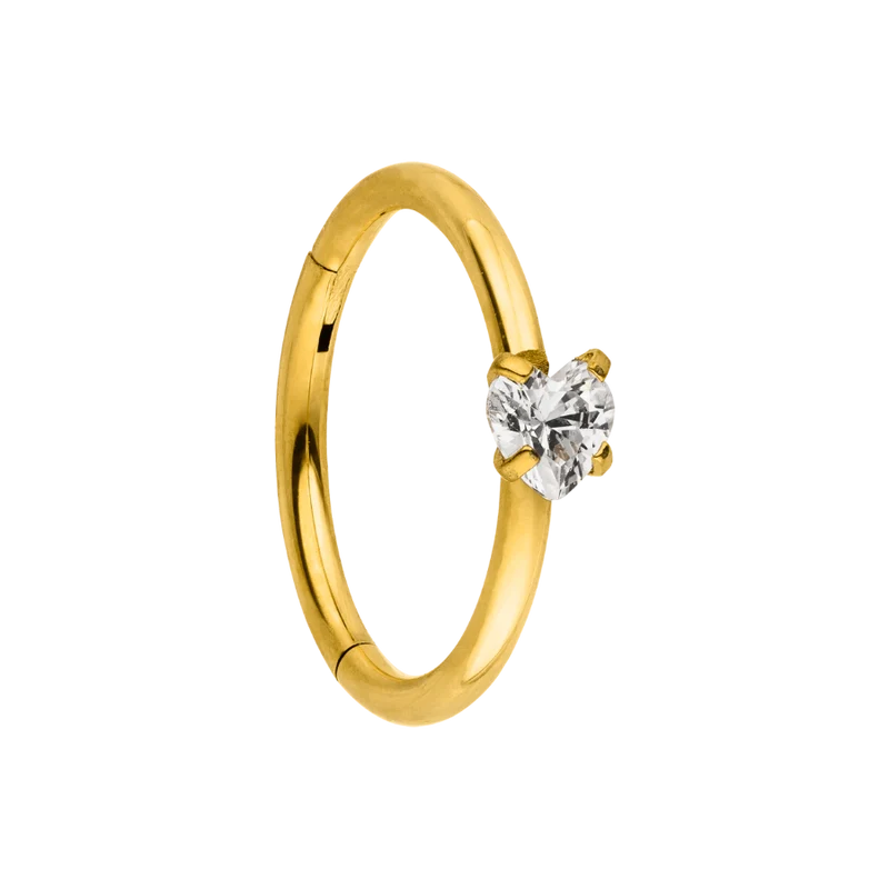 Crystal Heart Clicker Piercing 18K Vergoldet