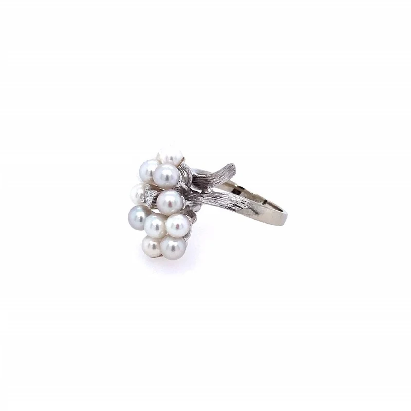 Ring Weissgold 585 mit Perlen & Brillant