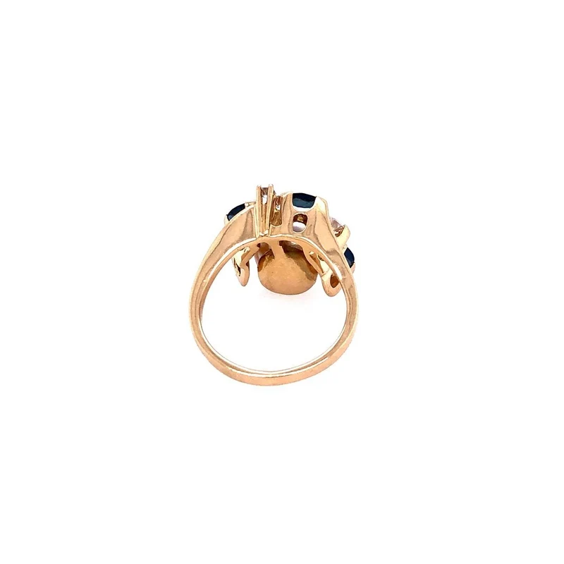 Ring Gelbold 750 mit Perle, Saphiren, Diamant & Brillanten