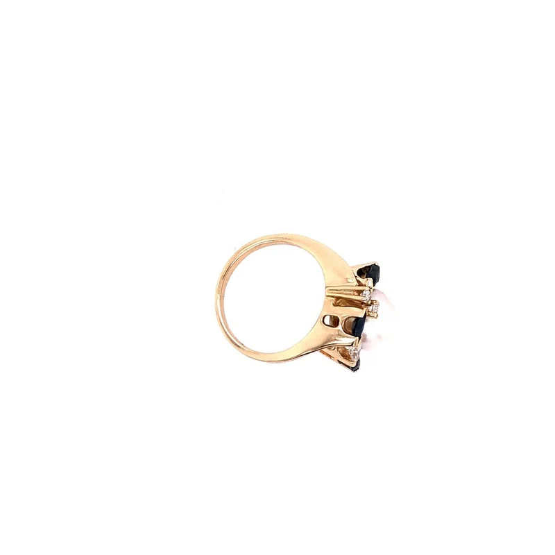 Ring Gelbold 750 mit Perle, Saphiren, Diamant & Brillanten