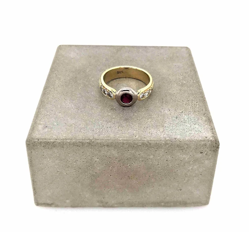 Ring Bicolor Gold 585 mit Rubin & Brillanten