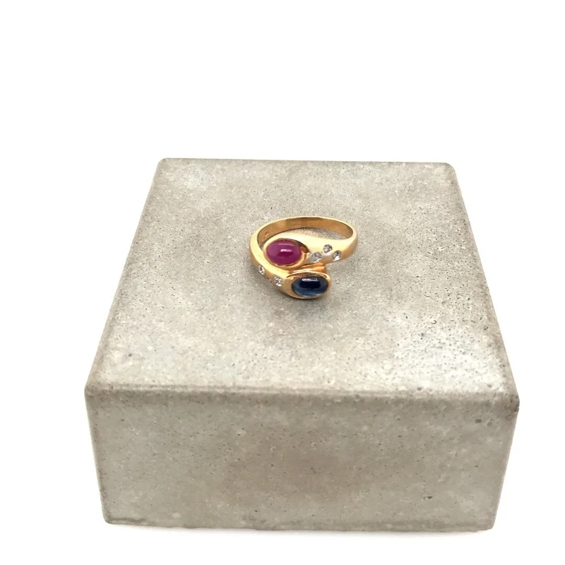 Ring Gelbgold 585 mit Saphir, Rubin & Brillanten