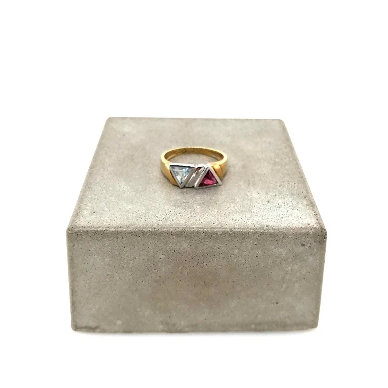 Ring Bicolor Gold 585 mit Rubellit & Aquamarin