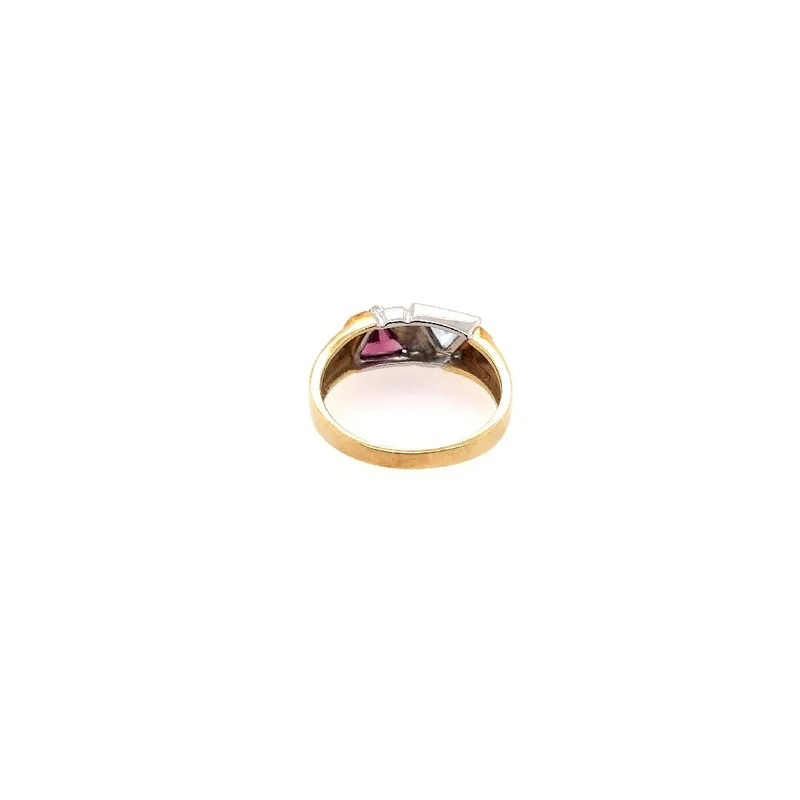 Ring Bicolor Gold 585 mit Rubellit & Aquamarin