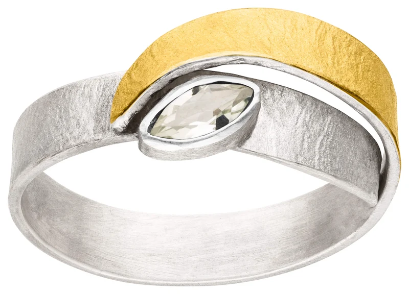 925er Silber Ring feingoldbelegt MANU R1380MQ