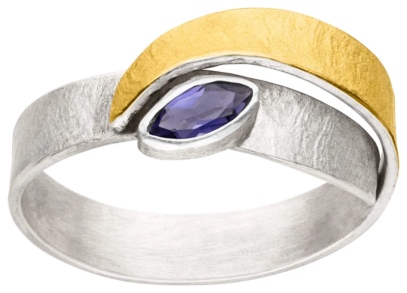 925er Silber Ring feingoldbelegt MANU R1380IO