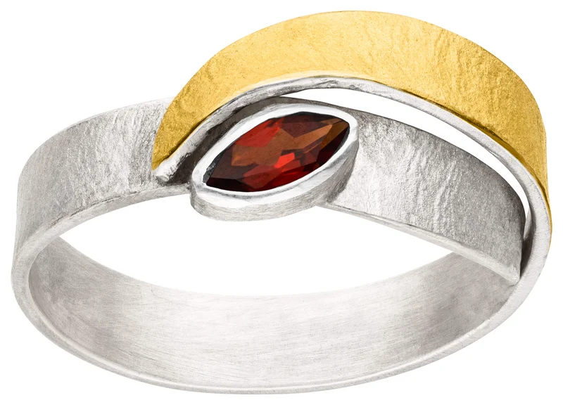 925er Silber Ring feingoldbelegt MANU R1380GT