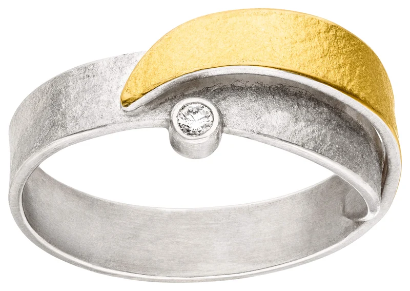 925er Silber Ring feingoldbelegt MANU R1380BR