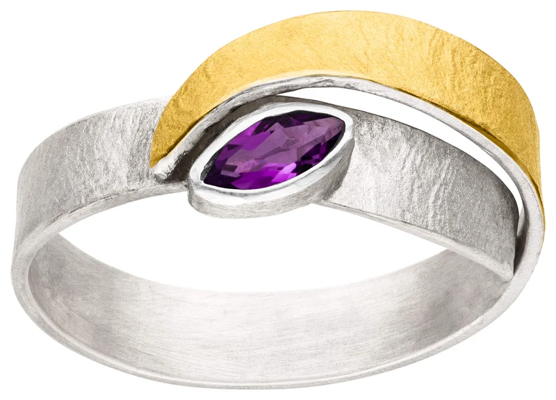925er Silber Ring feingoldbelegt MANU R1380AM