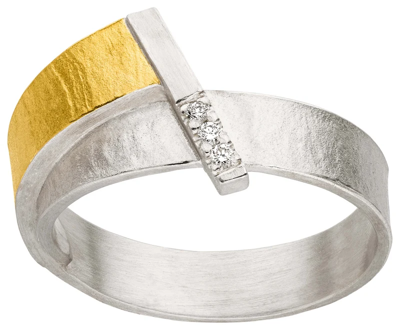 925er Silber Ring feingoldbelegt MANU R1379BR