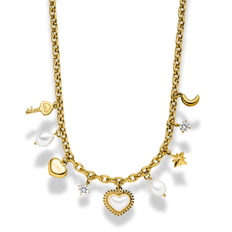 Pearl Elegance Charm Kette 14K Vergoldet