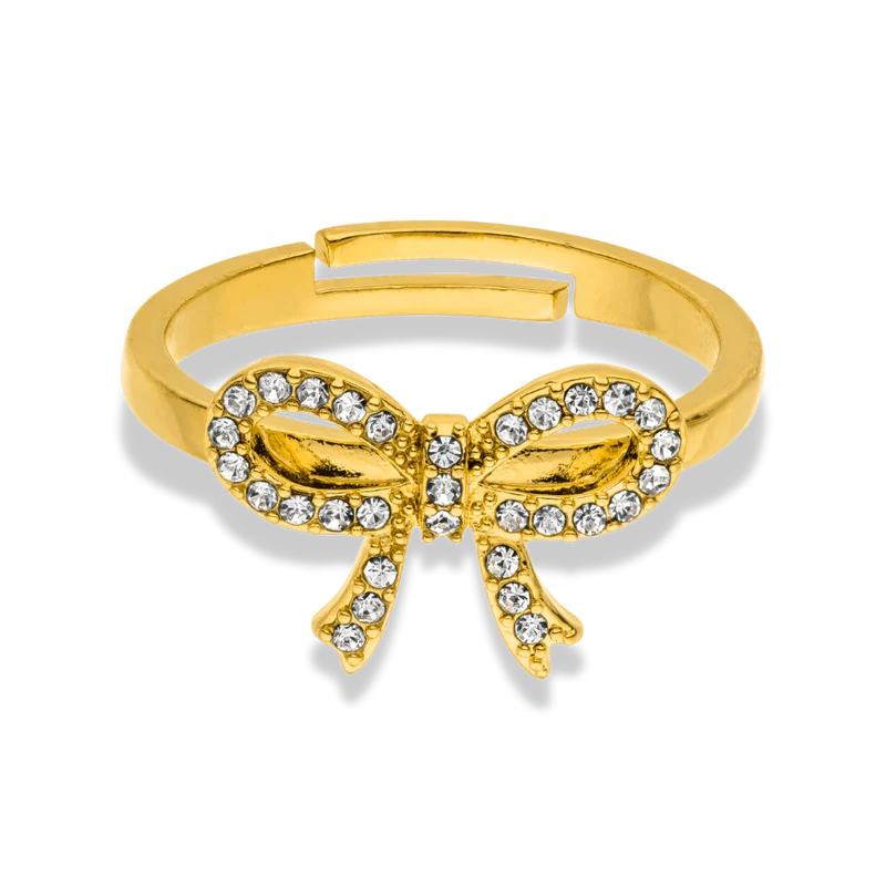 Pave Ribbon Ring 14K Vergoldet