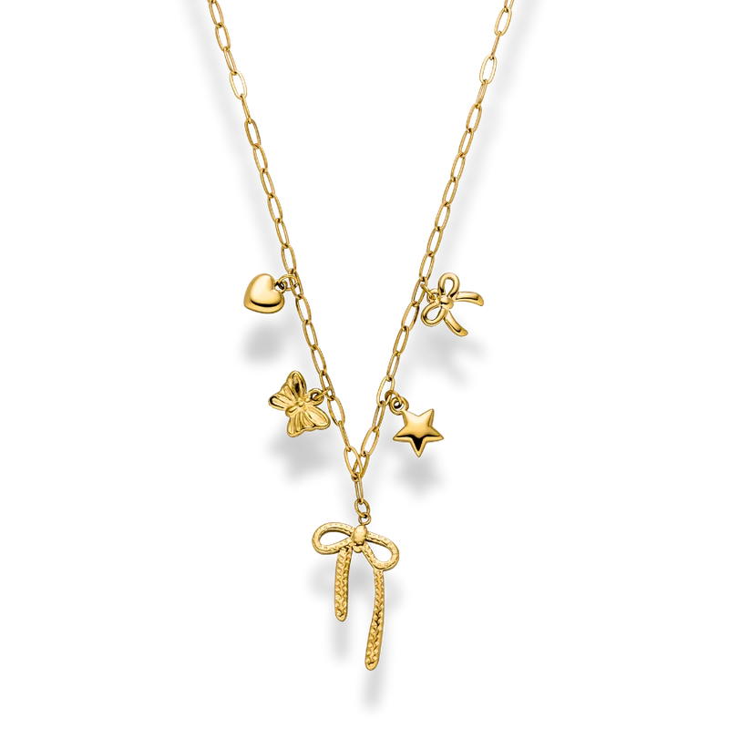 Ribbon Charm Kette 14K Vergoldet