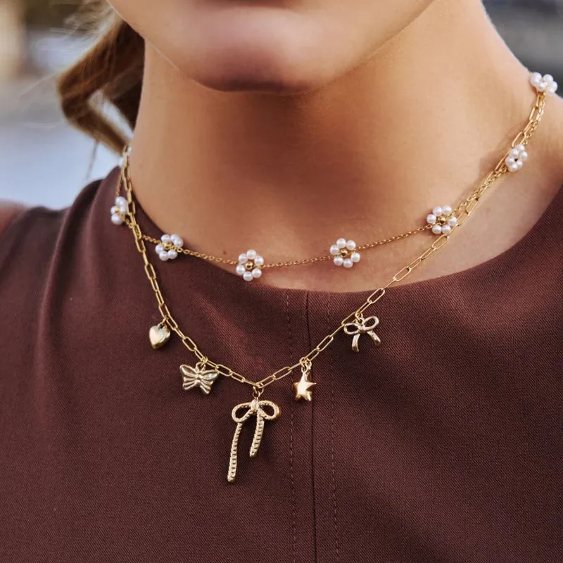 Ribbon Charm Kette 14K Vergoldet