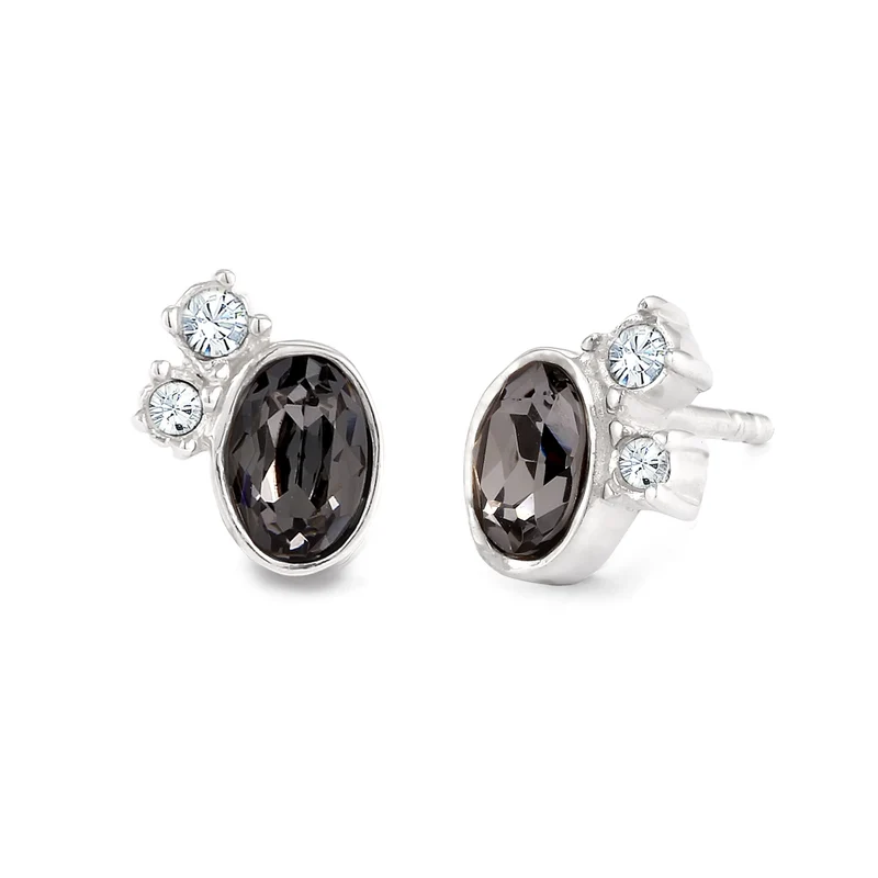 Ohrstecker Oval | Mit Kristallen von Swarovski® (Grau & Weiß)