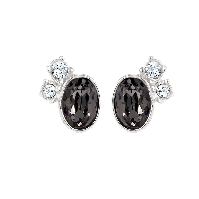 Ohrstecker Oval | Mit Kristallen von Swarovski® (Grau & Weiß)