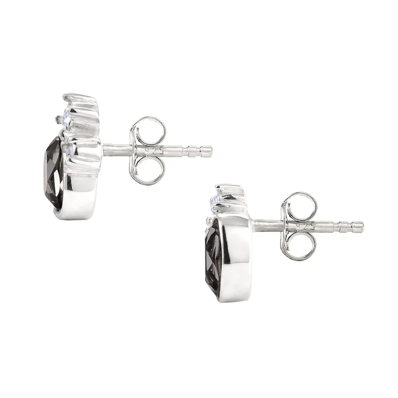 Ohrstecker Oval | Mit Kristallen von Swarovski® (Grau & Weiß)