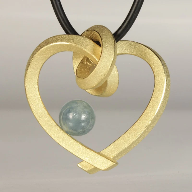 925er Silber Anhänger Knotenschmuck Gebundenes Herz ANH-P2-Aquamarin