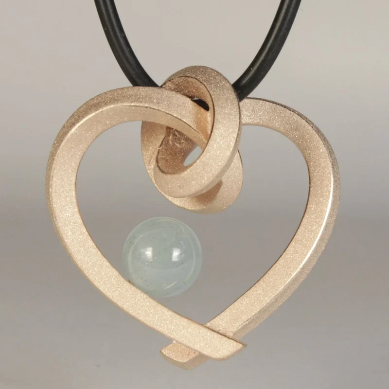 925er Silber Anhänger Knotenschmuck Gebundenes Herz ANH-P2-Aquamarin