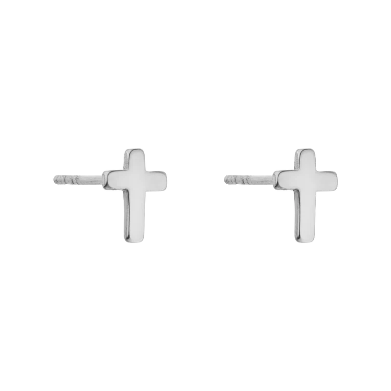 Tiny Cross Ohrstecker 14K Vergoldet