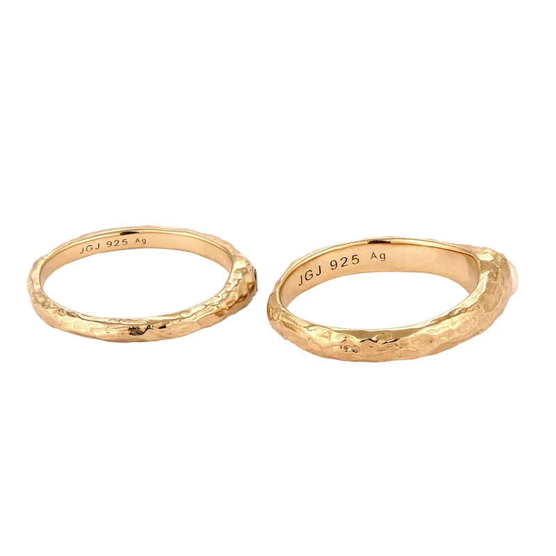 Ringset Organic | Synthetischer Smaragd (Grün) & Süßwasserzuchtperle (Weiß)