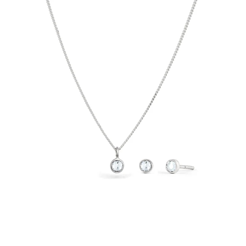 Schmuckset Solitär | Mit Kristallen von Swarovski® (Weiß)