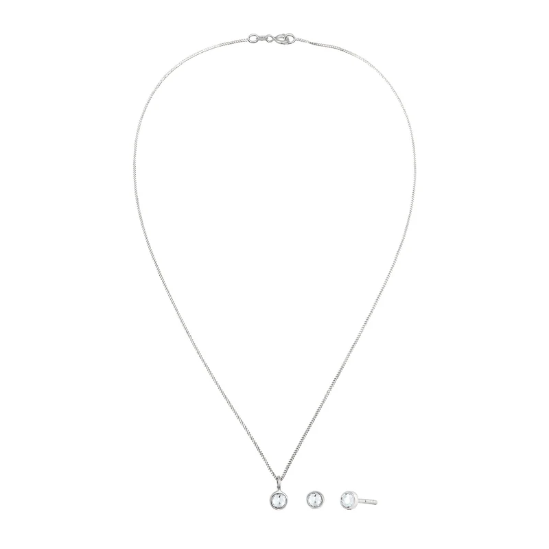 Schmuckset Solitär | Mit Kristallen von Swarovski® (Weiß)