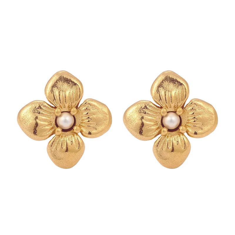 Ohrstecker Blume | Synthetische Perle (Weiß)