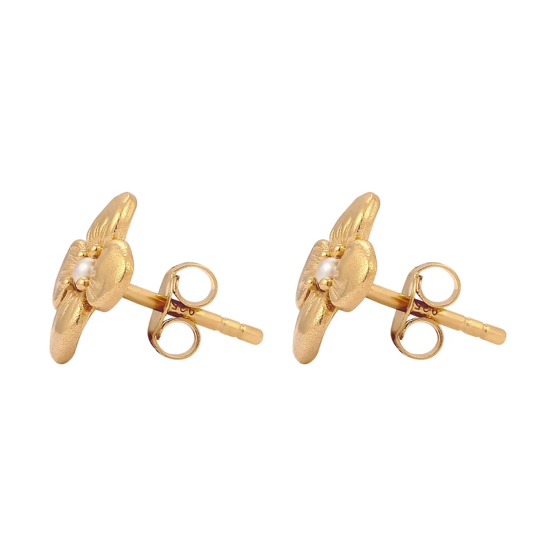 Ohrstecker Blume | Synthetische Perle (Weiß)