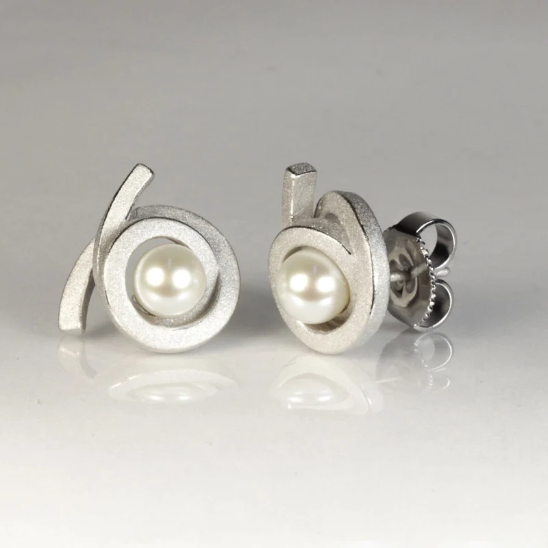 925er Silber Ohrstecker Vergoldet Knotenschmuck Spirale OST-P11