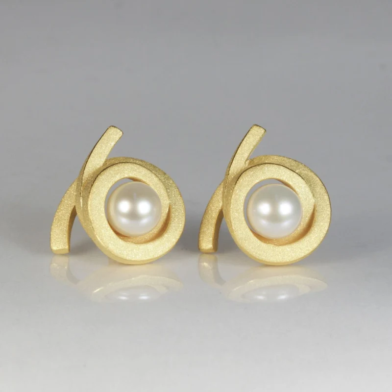 925er Silber Ohrstecker Vergoldet Knotenschmuck Spirale OST-P11