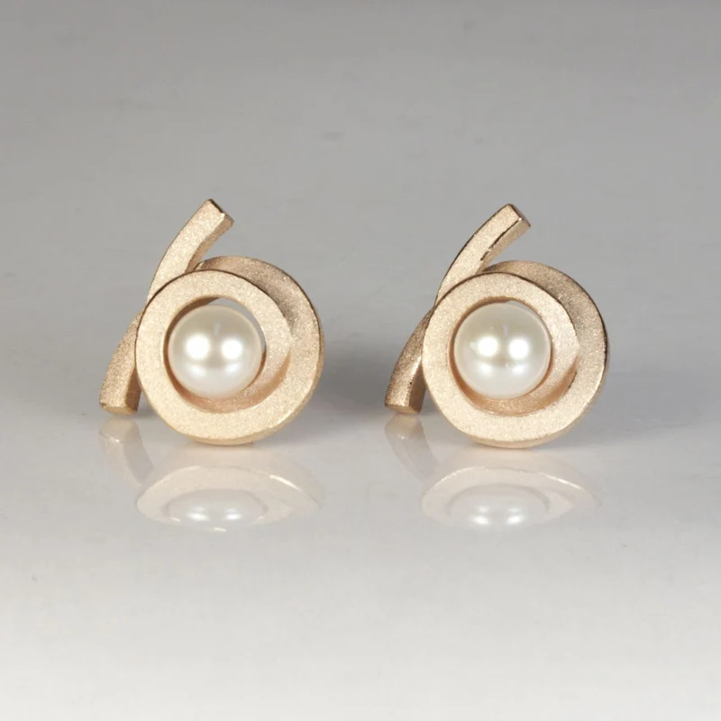 925er Silber Ohrstecker Vergoldet Knotenschmuck Spirale OST-P11