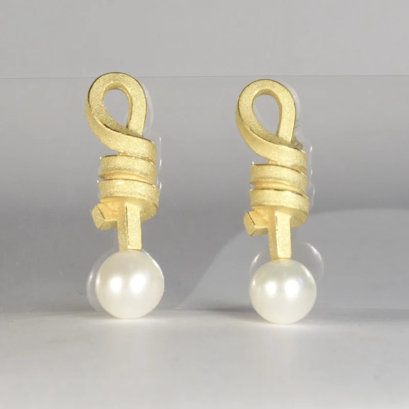 925er Silber Ohrstecker Vergoldet Knotenschmuck Pendel OST-P10