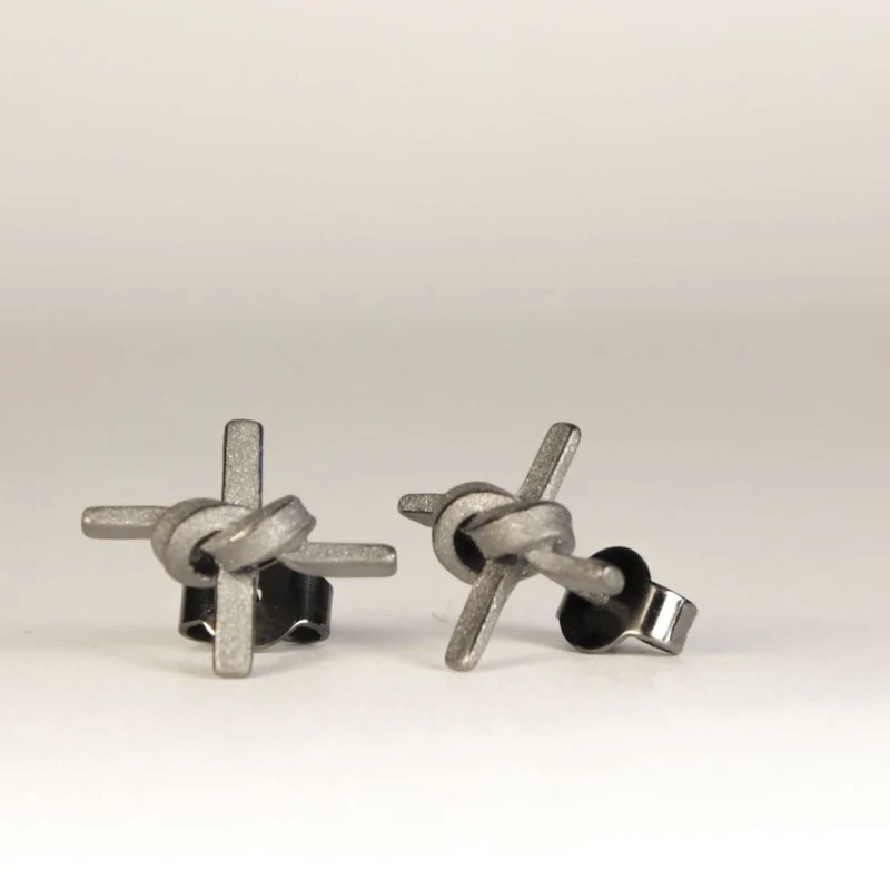 925er Silber Ohrstecker Vergoldet Knotenschmuck Kreuz OST-24