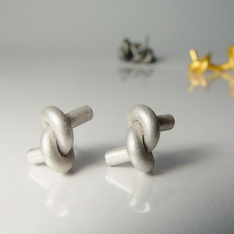 925er Silber Ohrstecker Vergoldet Knotenschmuck Knoten OST-3