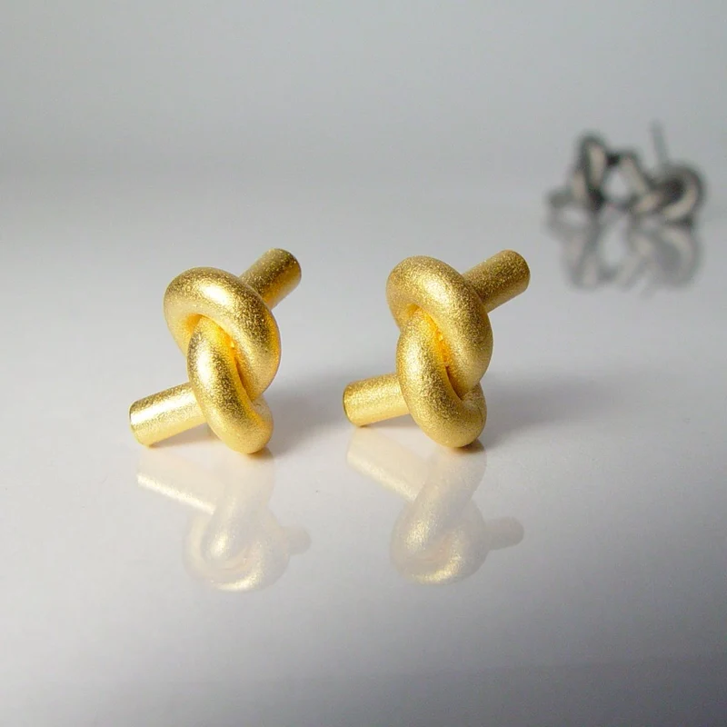 925er Silber Ohrstecker Vergoldet Knotenschmuck Knoten OST-3