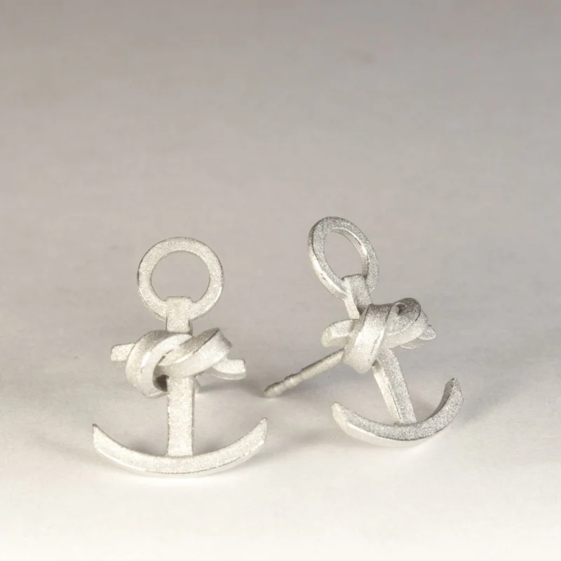 925er Silber Ohrstecker Vergoldet Knotenschmuck Anker OST-28