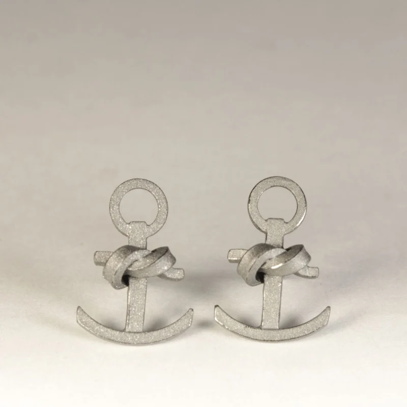 925er Silber Ohrstecker Vergoldet Knotenschmuck Anker OST-28